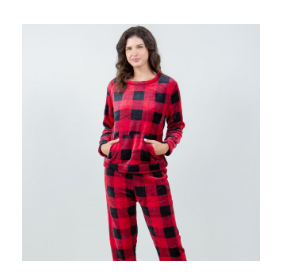 Super Soft Fleece Plaid Pajama Set S/M