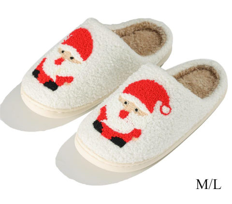 Plush Santa Slide On Slippers