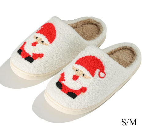 Plush Santa Slide On Slippers