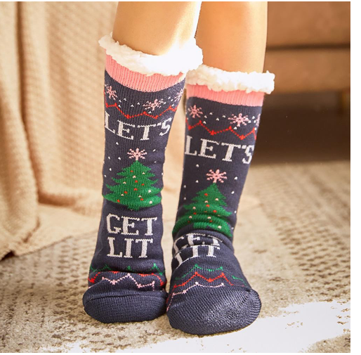 Get Lit Christmas Sherpa Socks