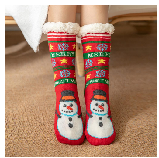 Snowman Christmas Sherpa Sock